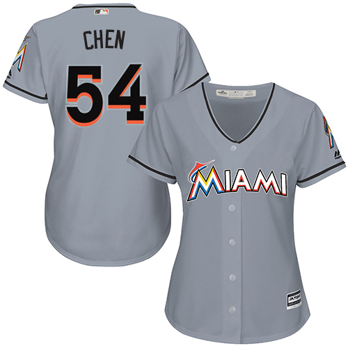 Marlins #54 Wei-Yin Chen Grey Road Women's Stitched MLB Jersey